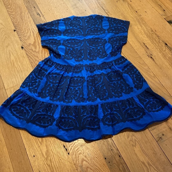 ZARA Cotton Embroidered Azul Blue Dress Size XS - Picture 10 of 11